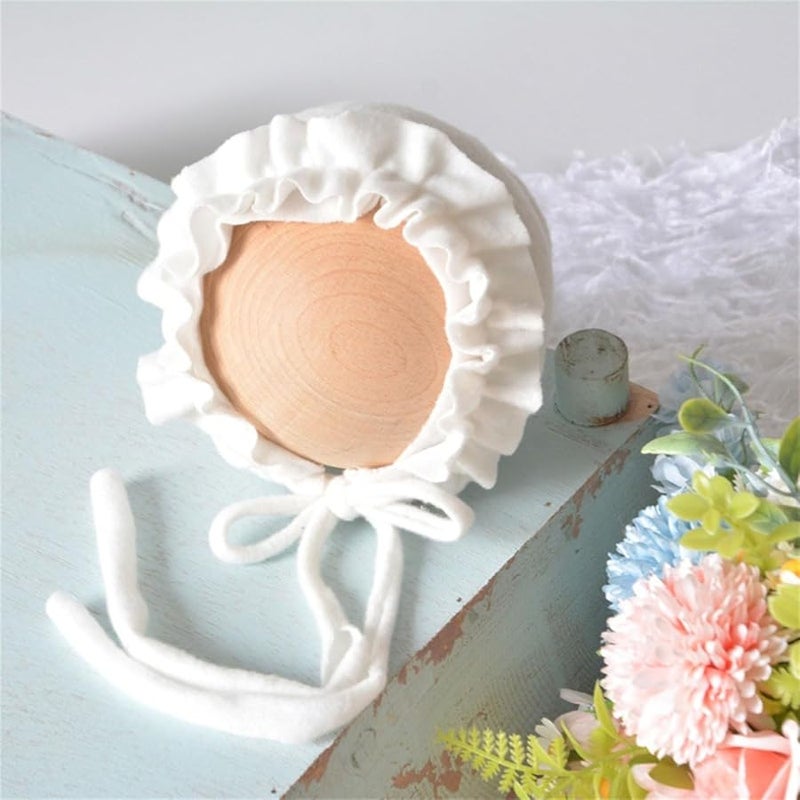 Brown Baby Photography Hat Soft Spandex Lace Rope Tied Newborn Photoshoot - Image 3